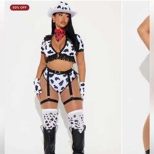 Fashion Nova Cowgirl 7 Piece Costume Set - Black and White